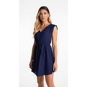 Reitmans Navy Blue Pleated Mini Dress - Small, Chiffon Style